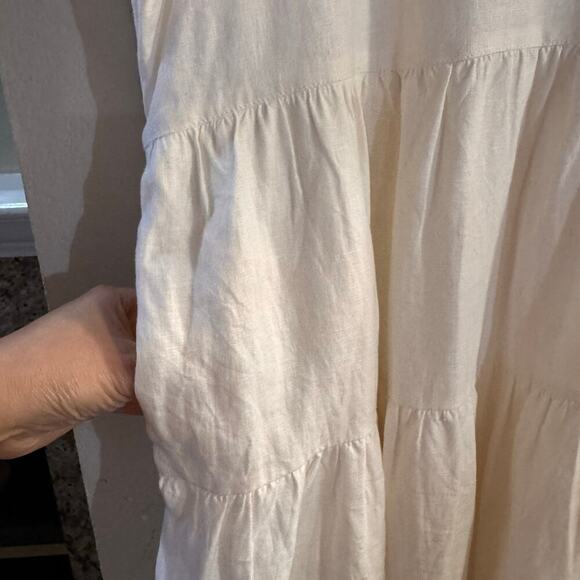 NWT Chico’s Linen Embellished Cap Sleeve Short Dress Tiered XXL / 20-22 Cream - Picture 10 of 11